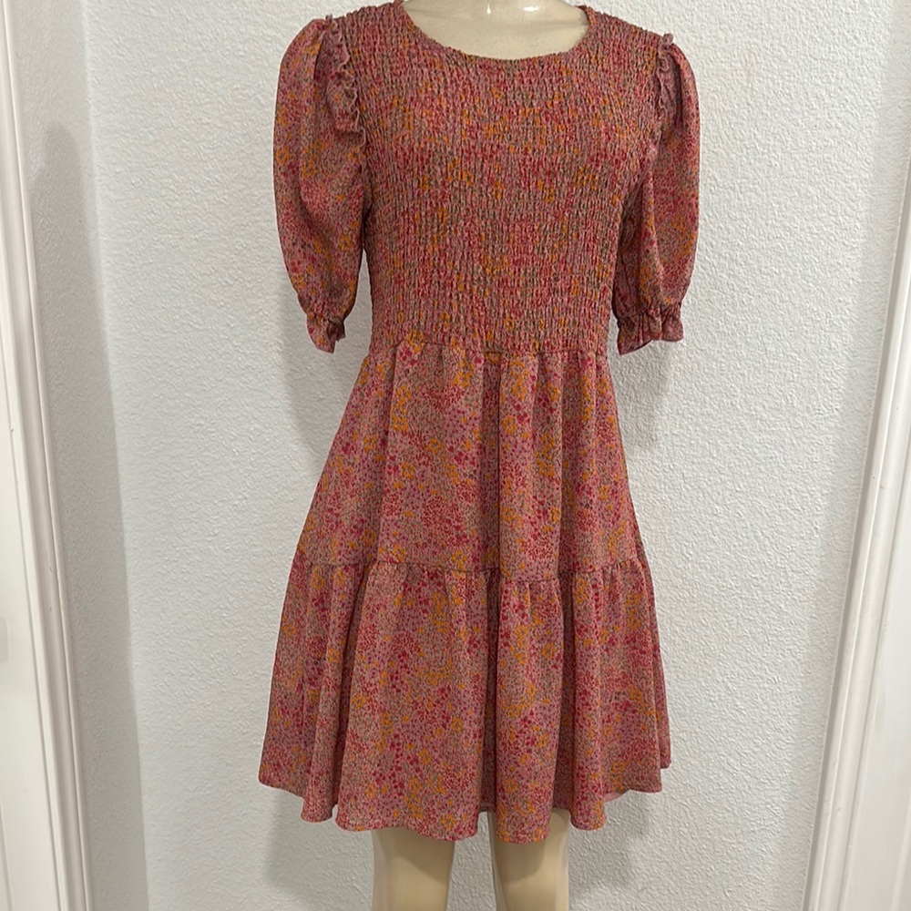 Wild Fable Orange Smocked Puff Sleeve Sundress